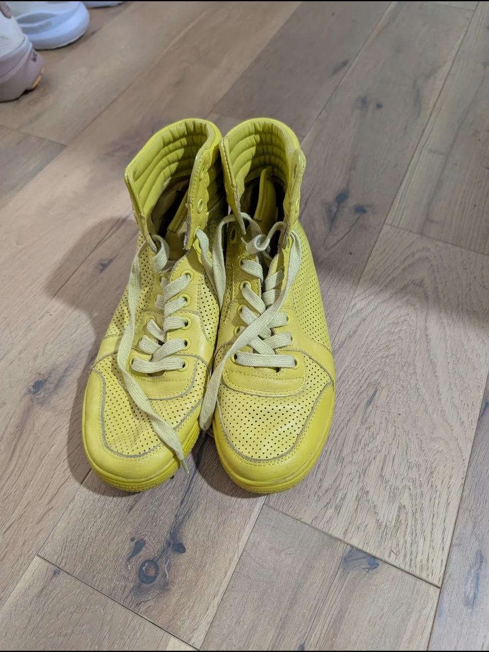Gucci Yellow High-Top Sneakers with Raised Logo